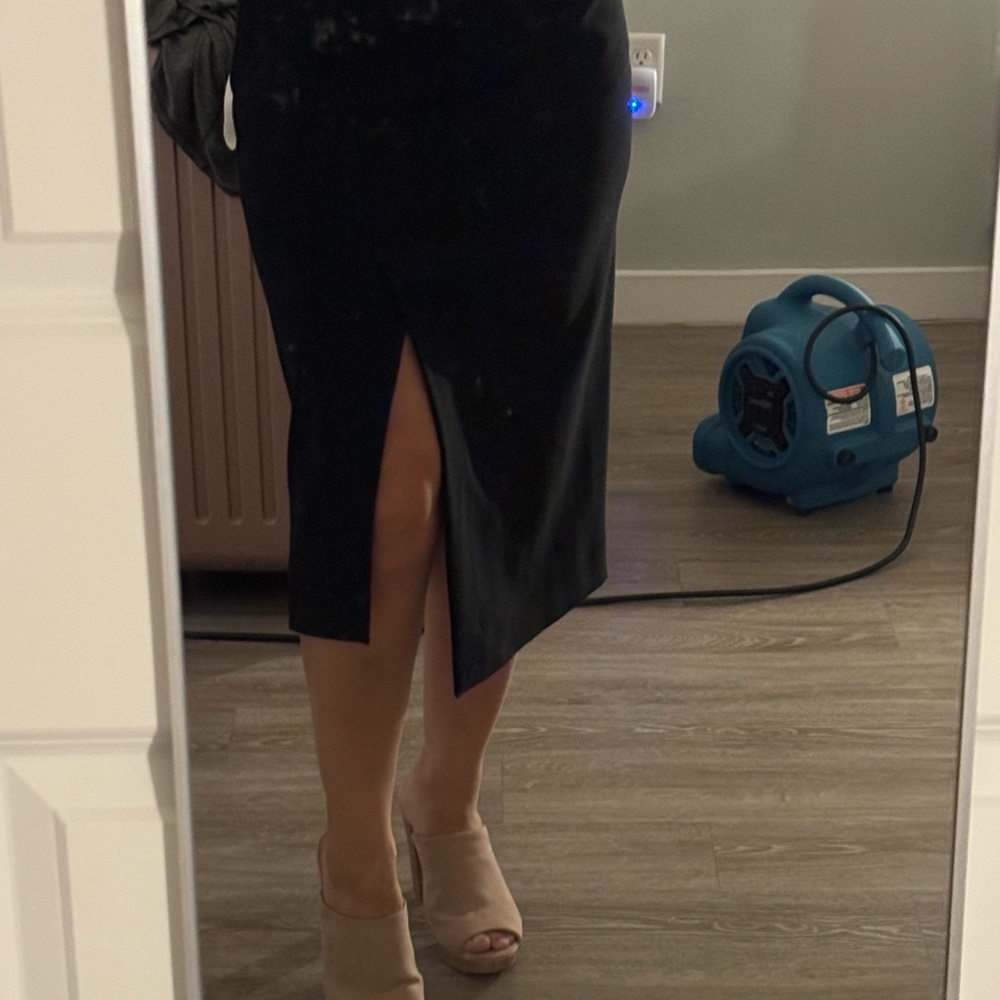 Maje - Black - Business Formal Midi Skirt with slit - Picture 1 of 4